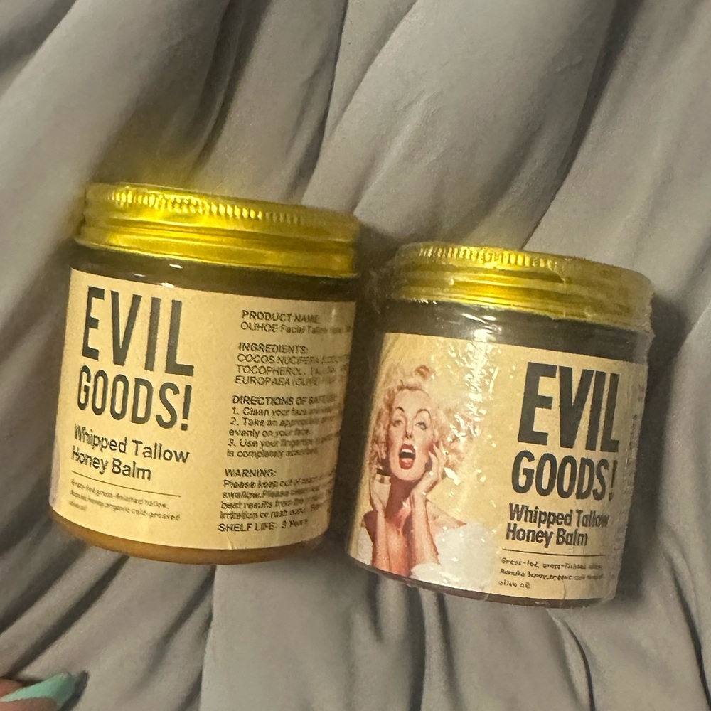 LOT of 2 New Evil Goods Whipped Beef Tallow Honey Balm - Organic Face Cream